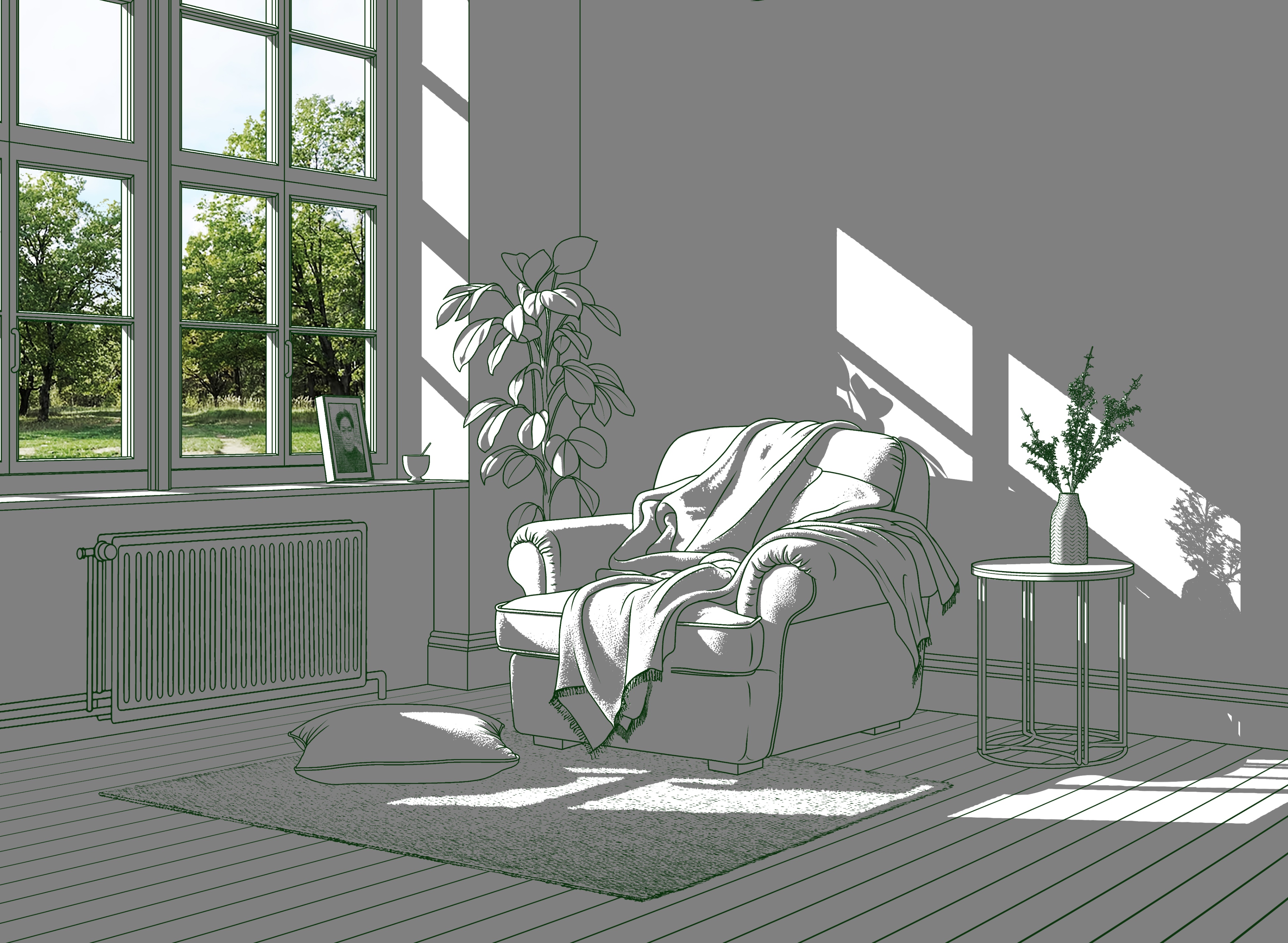 Space with sunlight